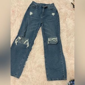 baggy ripped blue shein jeans size xs